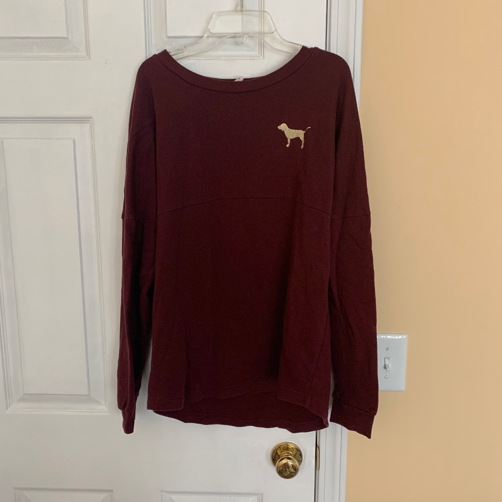 PINK Maroon Long Sleeve with Gold
